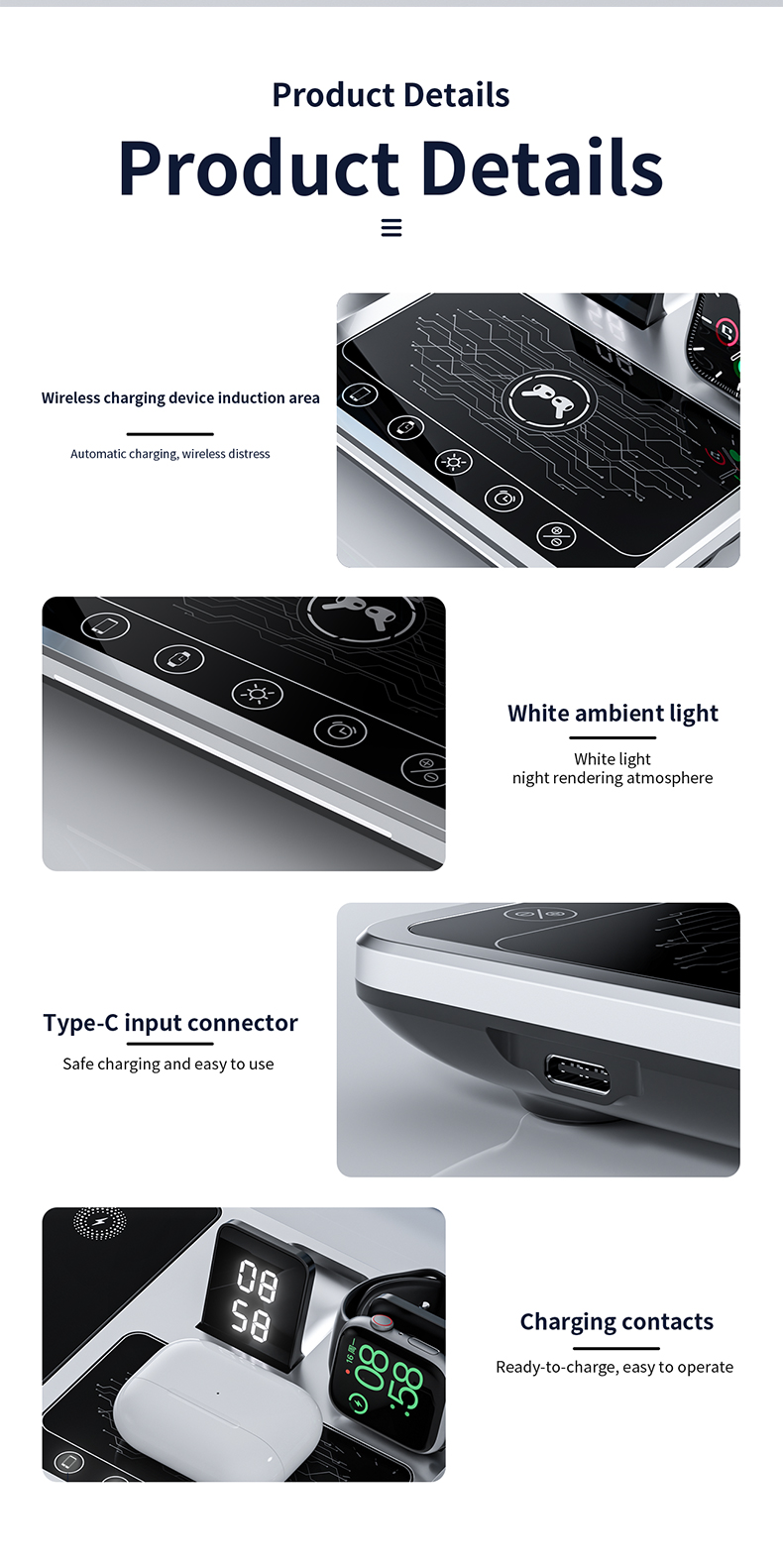 Multi-Functional 4 In 1 Charging Dock 30W Speed Fast Charging for Mobile Phone Smart Watch and Earphone