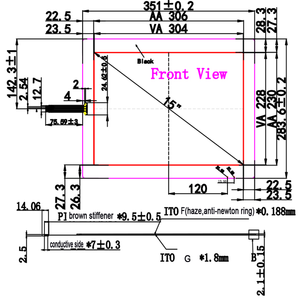 Flat TP 5 Wire Resistive Touch Panel / Touch Screen With Resistive Technology