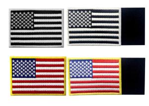 Embroidered USA Country Flag Patches With Hook And Loop Backing