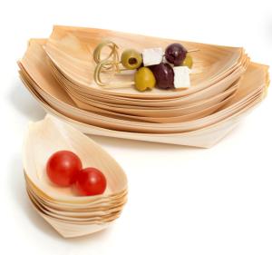 China 7inch Handmade Wood Disposable Serving Cone Sushi Food Boat For Dessert wholesale