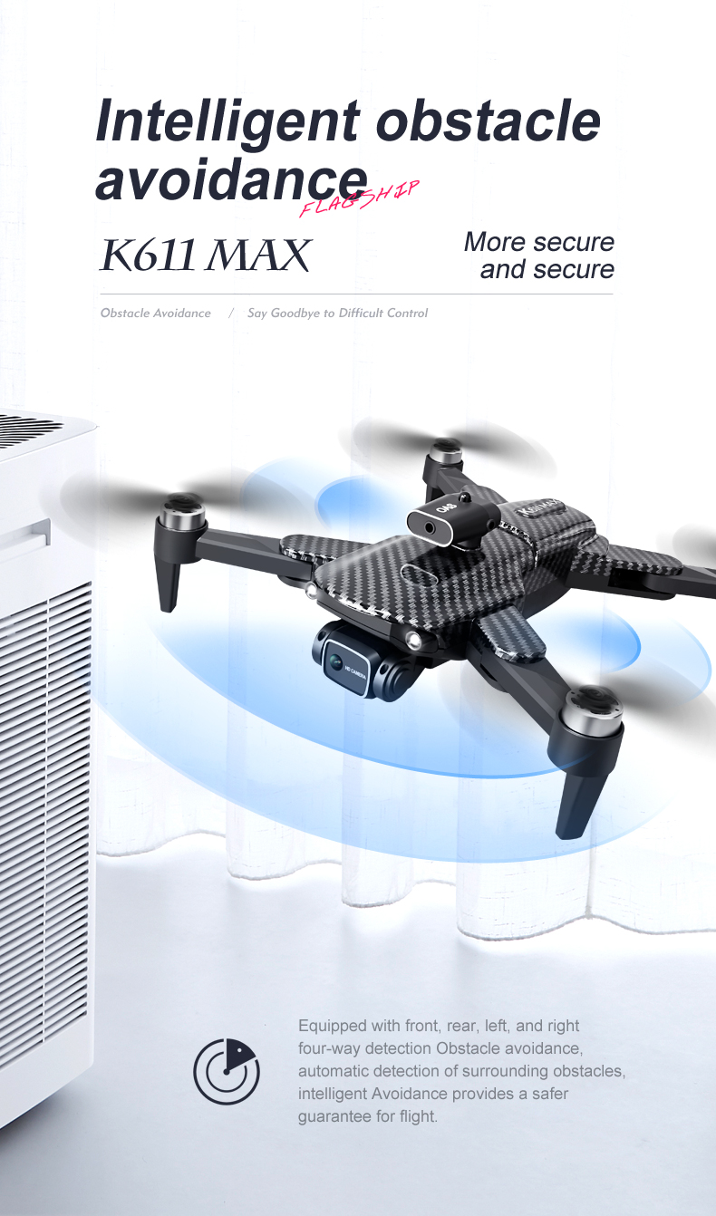 K611 Max 4k Dual Camera Drone Wide Angle Obstacle Avoidance Battery Type lipo battery Optical Flow Hovering Fpv Drone