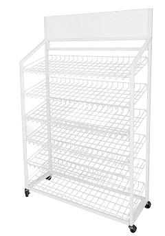 Quality Bakery Bread Goods Mesh Wire Storage Display Rack Stand With Wheels for sale