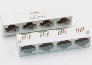 China White Housing Rj45 Multiple Port Connectors Harmonica Ganged Unshielded wholesale