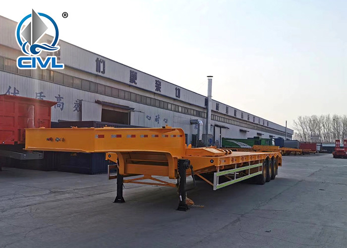 3 Axle 2 x 20ft / 40ft 12500mm Flatbed Container Semi Trailer / Trailer Chassis