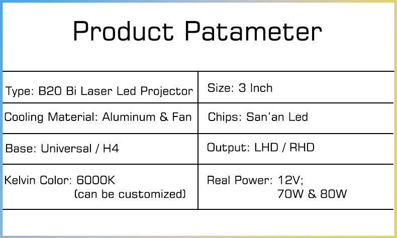 3 Inch Bi Xenon Projectors Lens Dual Laser 80W 6000k White Light
