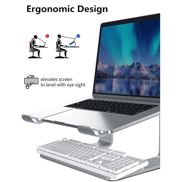 Ergonomic 6061 Aluminum Notebook Stand Mill Finish Anodized
