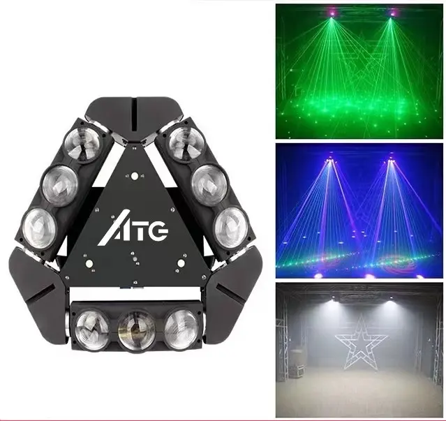 DMX512 Controlled Mini LED Spider Beam Moving Head Light with 9 Heads and IP20 Rating