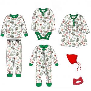 China Customized children's Christmas pajamas wholesale Christmas homewear set baby clothes cotton kids clothing wholesale