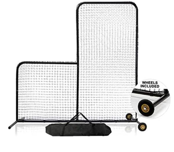 Quality ODM Portable L Screen Baseball Net Softball Pitching Net With Wheels for sale