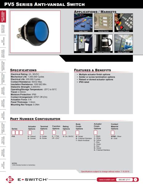 Quality SPST Momentary Push Button Switch OFF / ON Dome 2A 36VDC Electronic Components for sale