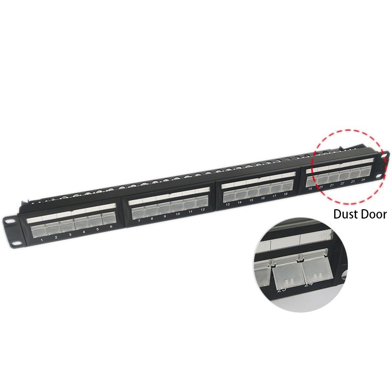 1U 24 Port Keystone Unshielded Patch Panel Keystone RJ45 DustProof