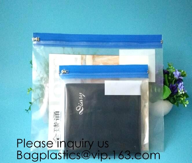 Metal Clip Zipper Slider Closure Bags, Zip Envelope, Clear Color A5 Size Paper Document File Invoice Bill Zipper Bag Pen