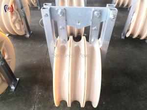 China Aluminium Sheave 60KN Large Diameter Rope Pulley Universal Stringing Block Rubber Lined wholesale