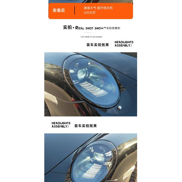 FOR 2008-2011 Porsche 997 LED headlights 911 old version upgrade new version 992, blackened, matrix, plug and play