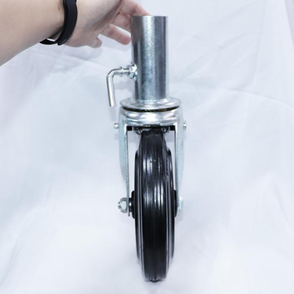 Heavy Duty Hollow Stem Scaffolding Wheels With Back Brake 6.5 Inch Diameter Plastic Core Rubber Wheel
