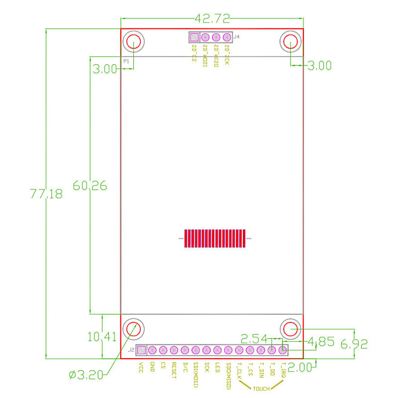 2.4 Inch Uart Tft Display , 240x320 Resolution, TTL Interface 14 Pins 4Wire SPI Serial Screen
