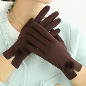 China Dark Red Acrylic 55g Women Touch Screen Gloves , Warm Cycling Gloves wholesale