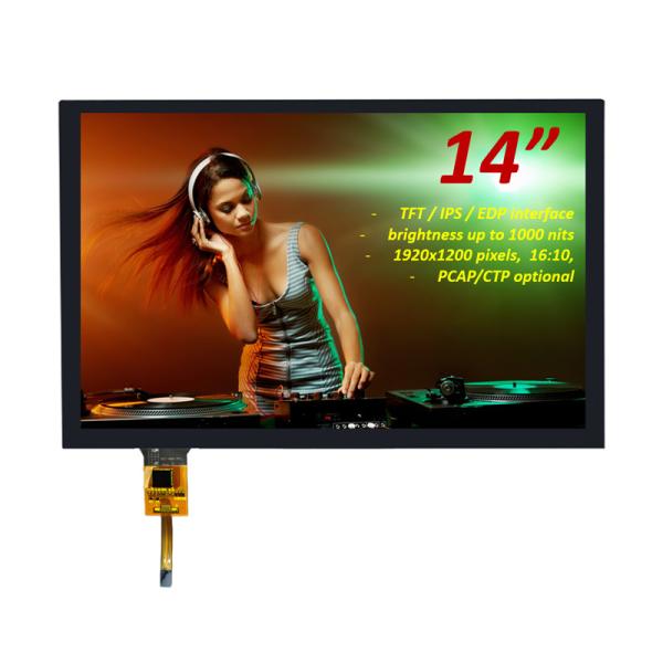 Quality 14 Inch TFT LCD Display 1920x1200 Pixels 16:10 EDP Interface With CTP Touch for sale
