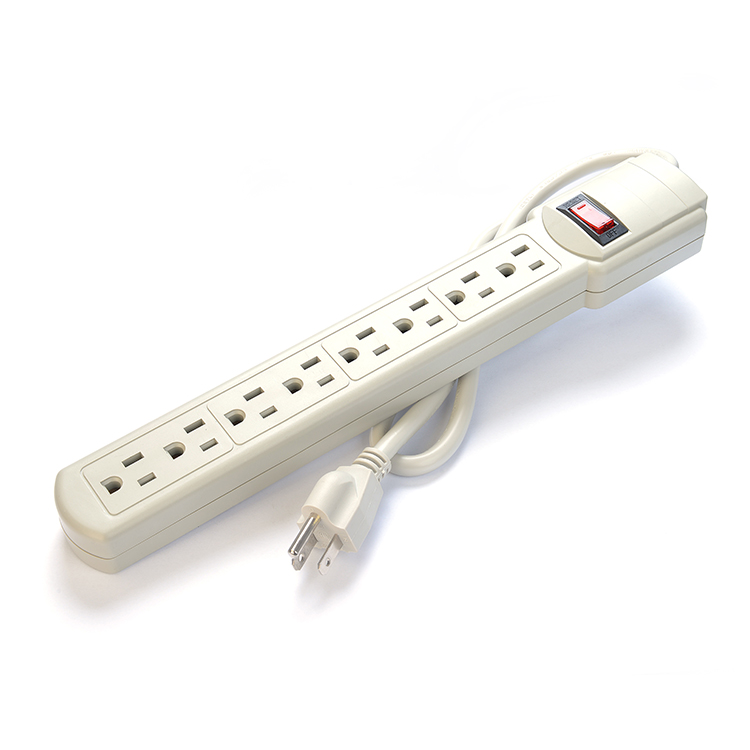 6 Outltet Extension Socket with Overload Fuse Surge Protector 2.5 Feet Grounding Standard Grounding Plug With Socket