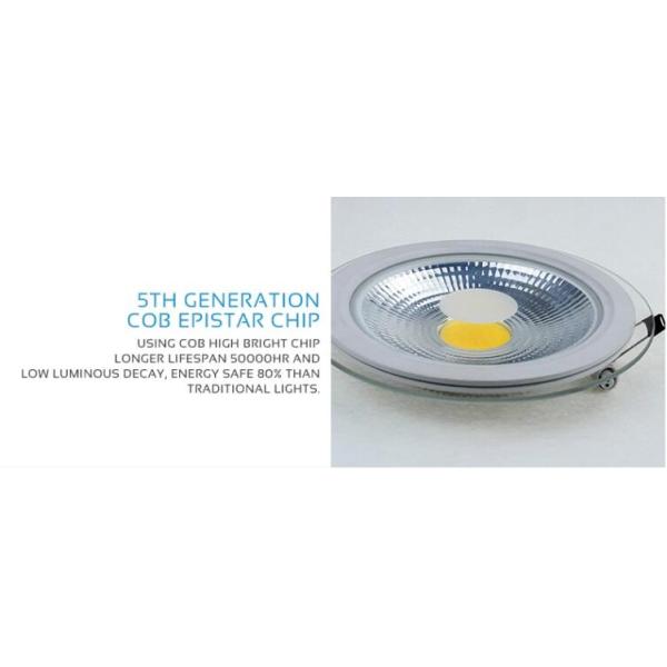 10W Cob Dimmable LED Panel Light , Recessed Glass Round LED Panel Downlight
