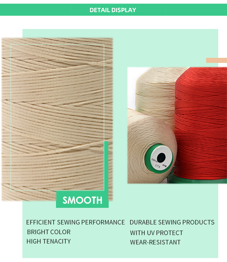 High Tenacity Filament Polyester Braid Thread For Shoes/bag/leather Pattern Dyed Teabag