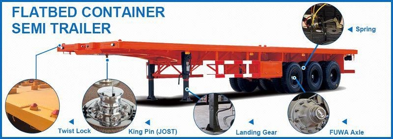 40 Feet 60 Ton Used Tri Axle Flatbed Semi Trailers For Sale
