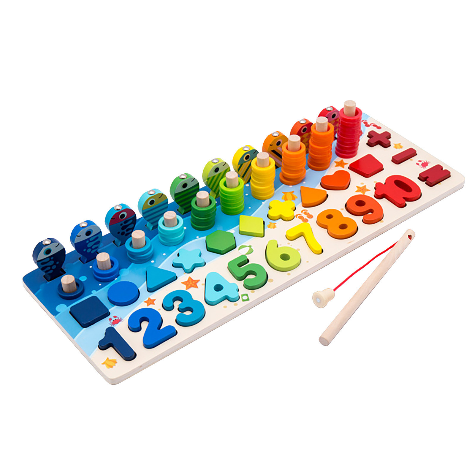 China Math Fishing Educational Wooden Montessori Baby Toys 15cm wholesale