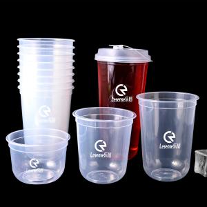 Custom Logo Printed U Shaped Plastic Cups 380ml 700ml With Carton Package