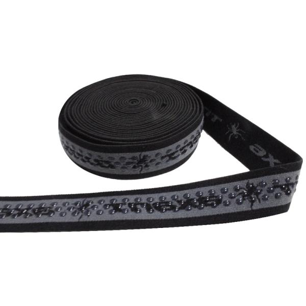 Black 2.5cm Anti Slip Webbing Fitness Silicone Elastic Gripper Tape