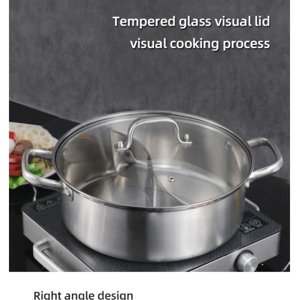 Chinese Style 2 Compartments Kitchen Pots Induction Cooker Hot Pot 304 Stainless Steel Soup Pot With Divider