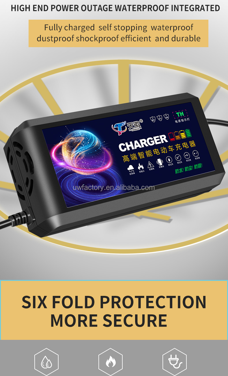 48V 60v 72v 12ah 20ah 32ah Lead Acid Battery Charger for Electric Scooter and Bike Made of PC Fireproof Material