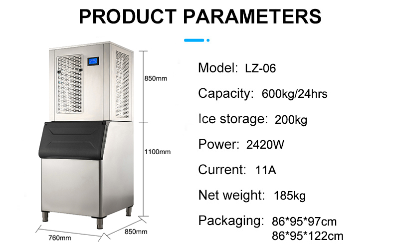 220V LZ-06 Automatic Flake Ice Machine for Commercial 600Kg Daily Output Air Cooling