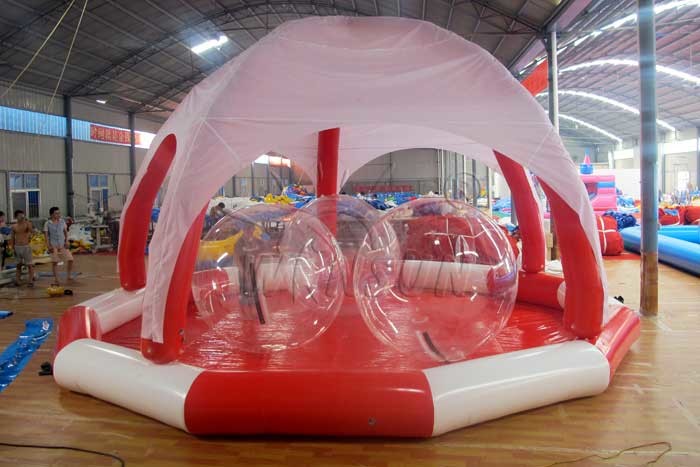 PVC Large Inflatable Swimming Pool , Huge Inflatable Circle Pool With Tent