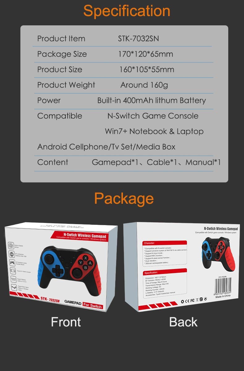 2.480GHz 600MA 1.5h Joystick Game Controller