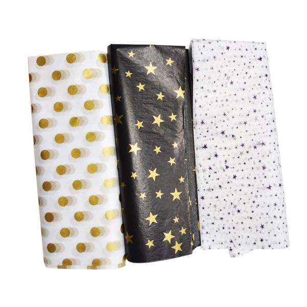 Custom Recycled Materials Golden Printing Foldable Wrapping Tissue Paper for Gift Packaging