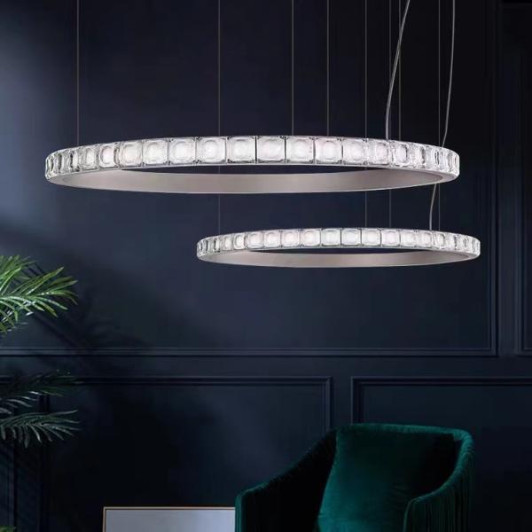 Decorative Lamp Led Chandelier Chrome Round Ring Lighting Large Modern Crystal Chandelier