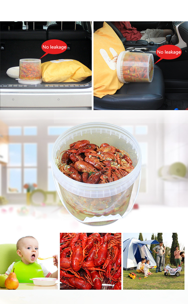 Transparent Custom PP Plastic Milking Bucket Container for Fried Chicken and Popcorn