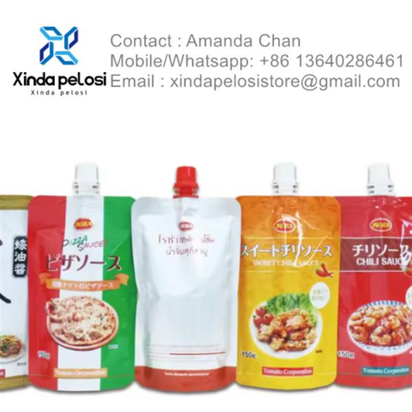 Printed Logo Spouted Stand Up Pouches For Liquid Packaging Stand Up Bags