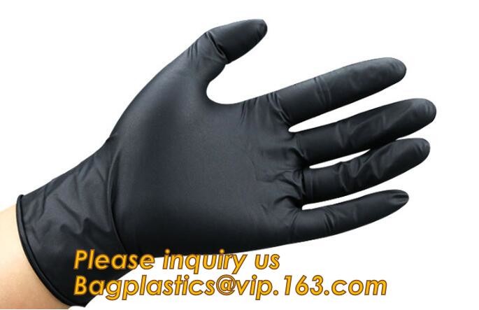Medical Disposable Nitrile Coated Hand Gloves,Industrial Garden Working Resistant Disposable Nitrile Black Gloves BAGEAS