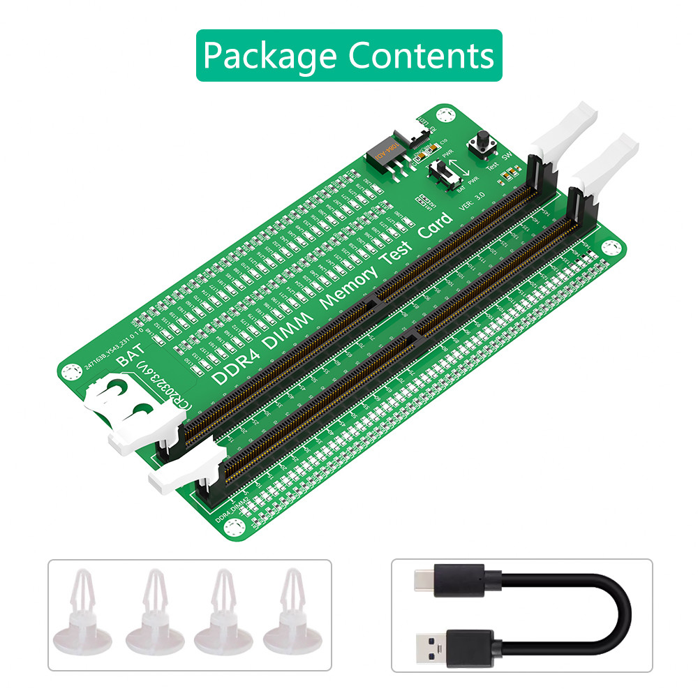 Desktop Computer Motherboard Memory Slot 2x DDR4 DIMM Memory RAM Test Diagnosis Adapter With LED Indicators Long Latch Test Card