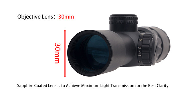 Waterproof Tactical Hunting Scope FFP 1-4X30E Objective Lens Diameter 30mm