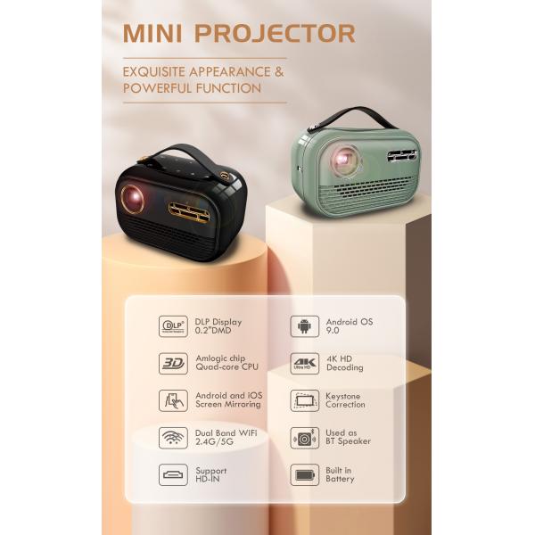 650 Lumens Smart Android Projector 1080P 4G+32G 4k HD decoding