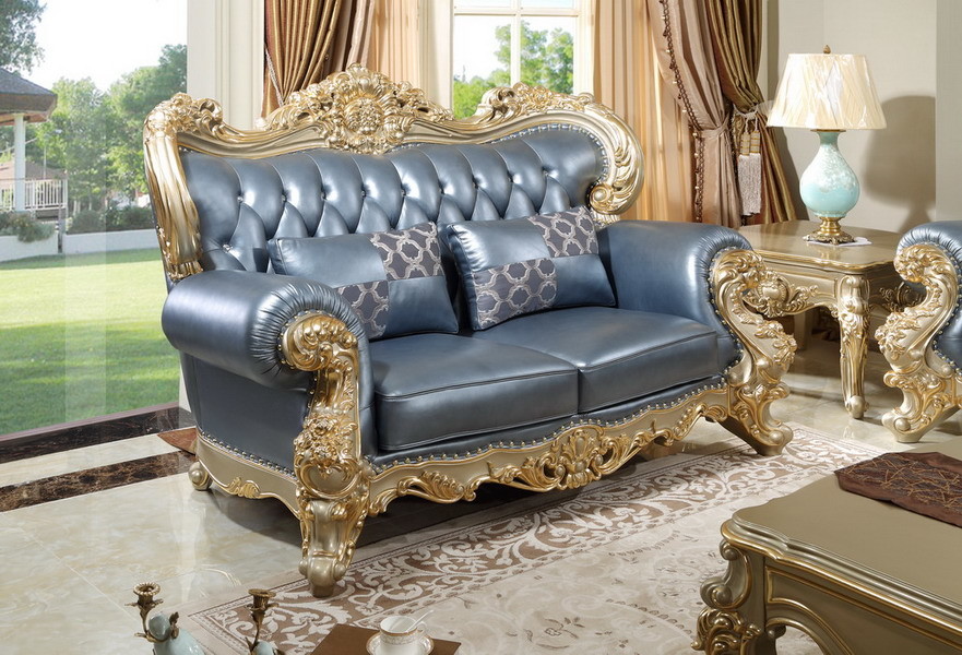 French style Luxury design of Living room Sofa sets 1+2+3 used Beech wood Carving and Import Italy Leather Furniture