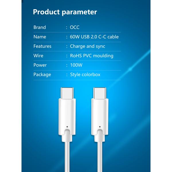 Super Fast 5A 100W Gen2 3.1 USB Type C Charging Cable 4K Monitors Use
