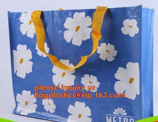 Wholesale eco reusable pp woven shopping bag with logo design,100% recyclable Ecological large capacity Durable fabric