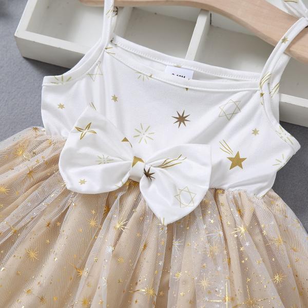 35in Girls Childrens Slip Summer White Sleeveless Cotton Cute Cartoon Dress