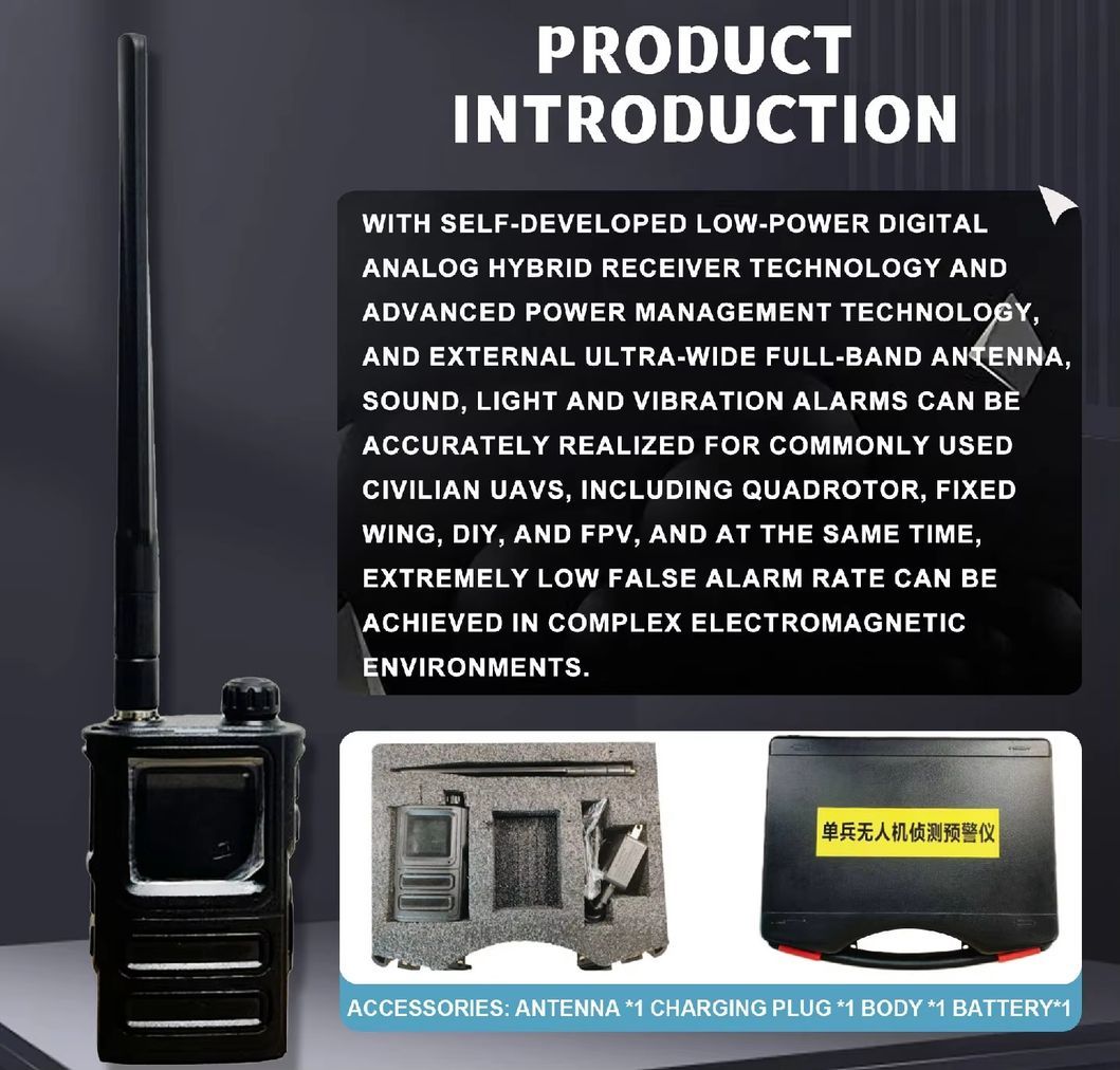 Drone Detector Radio Frequency to Track 1-2km Radius Range with Alarm Function