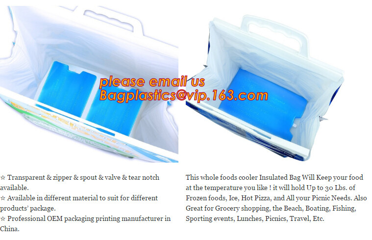 Custom Packing Aluminum Foil Zip-Lock Grocery Handle Thermal Insulation Cooler Bag For Outdoors,Promotional Insulated La
