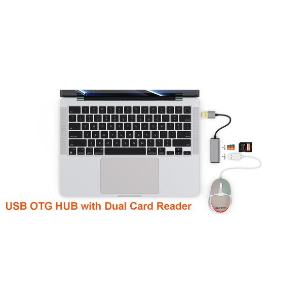USB A OTG Hub Card Reader With Extension Cable Adapter For SD Micro SD Memory Card