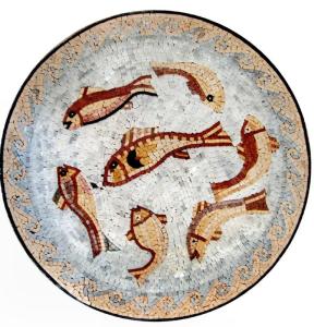 China Gold Fish Nautical Medallion Round Mosaic Art Patterns Mosaic Pool Tiles Colourful wholesale